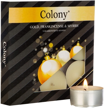 Wax Lyrical - Colony Fragranced Teelights Gold, Frankincense & Myrrh - 9 Stück